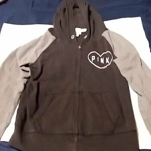 Full zipper hoodie. Lightweight. Black with grey.